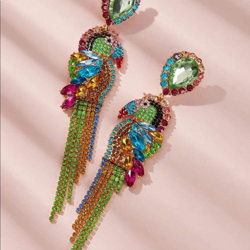 Multicolor parrot drop earrings